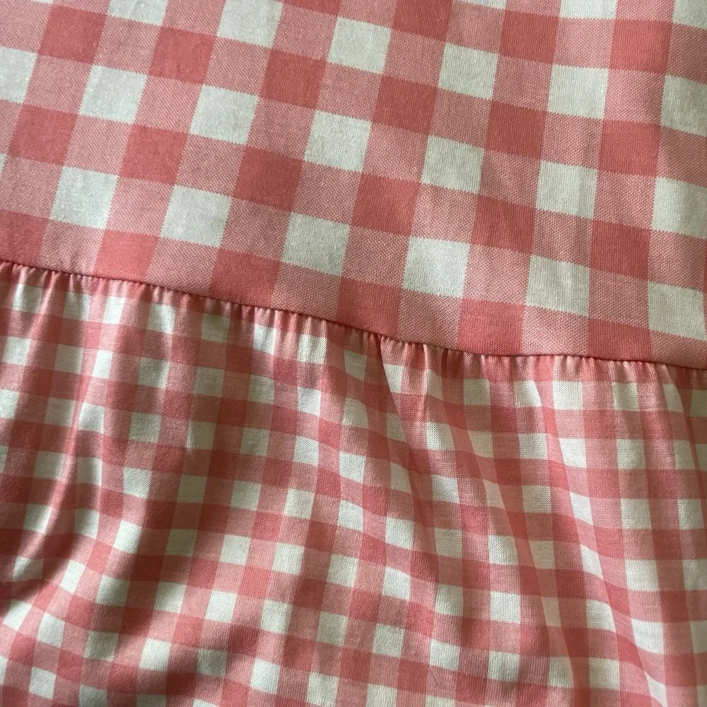 Cat Jack Girls Peach White Gingham Halter Sleepwear Dress XL 14-16 Flame‎ Resist
